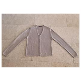 Adolfo Dominguez-chaqueta o cárdigan de seda gris perla T.S o 36-38 Adolfo Dominguez-Beige