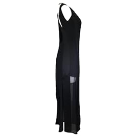 Autre Marque-Koche Black Mesh Detail Sleeveless Long Nylon Dress-Black