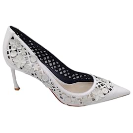 Autre Marque-Christian Dior White Flore Pointed Toe calf leather Leather Pumps-White