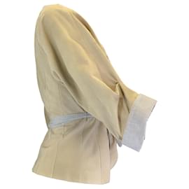 Autre Marque-Brunello Beige Belted Suede Jacket-Beige