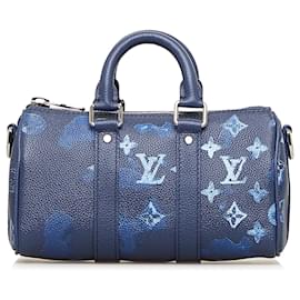 Louis Vuitton-Louis Vuitton Taurillon Tinta Aquarela Keepall Bandouliere XS Azul-Azul