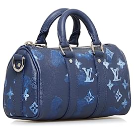 Louis Vuitton-Louis Vuitton Taurillon Tinte Aquarell Keepall Bandouliere XS Blau-Blau