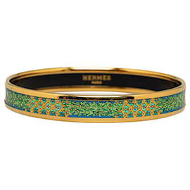 Hermès-Pulsera de disfraz con brazalete de esmalte estrecho de Hermes verde-Verde
