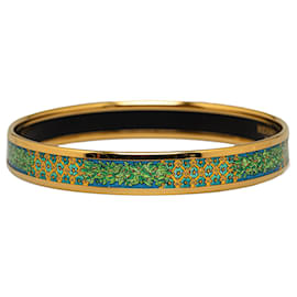 Hermès-Grünes, schmales Emaille-Armband von Hermès, Kostümarmband-Grün