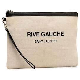 Saint Laurent-Pochette à bracelet Rive Gauche en toile Saint Laurent blanche-Blanc