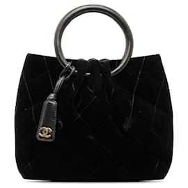 Chanel-Black Chanel Velvet Ring Handle Bag-Black