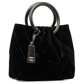 Chanel-Bolsa com alça de anel de veludo Chanel preta-Preto