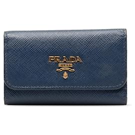 Prada-Porta-chaves Prada Saffiano Azul-Azul