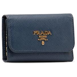 Prada-Porta-chaves Prada Saffiano Azul-Azul