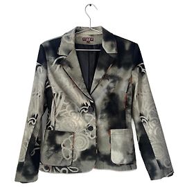 Autre Marque Citta Printed Blazer Black and Gray Cotton Black
