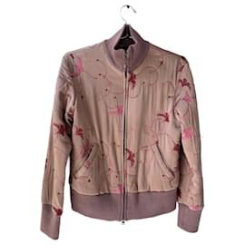 Guess-Guess silk embroidered bomber-Pink