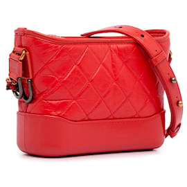 Chanel-Bolsa pequena Chanel vermelha em pele de cordeiro Gabrielle-Vermelho