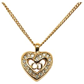 Dior-Goldene Halskette mit Herzanhänger und Dior-CD-Logo -Golden