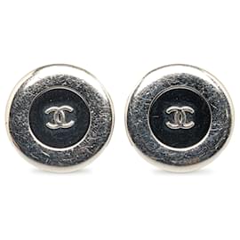 Chanel-Silver Chanel CC Clip On Earrings-Silvery