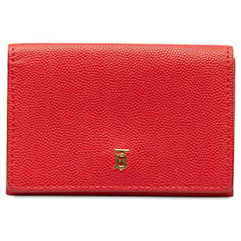 Burberry-Red Burberry TB Leather Small Wallet-Red