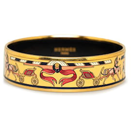 Hermès-Pulsera de disfraz con brazalete ancho de esmalte amarillo de Hermès-Amarillo