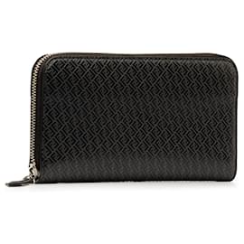 Fendi-Black Fendi Micro FF Embossed Leather Zip Around Wallet-Black