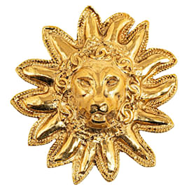 Chanel-Broche tête de lion Chanel dorée-Doré