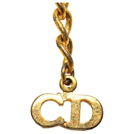 Dior-Gold Dior Logo Plate Pendant Necklace-Golden