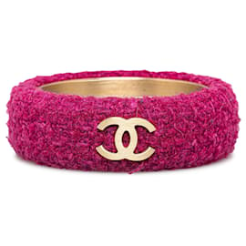 Chanel-Bracciale per costume rosa Chanel CC Tweed Bangle-Rosa