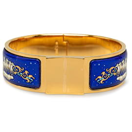 Hermès-Bracelet à charnière Locquet en émail large bleu Hermès-Bleu