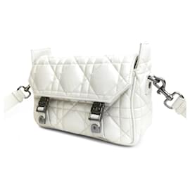 Dior-White Dior Small Macrocannage Diorcamp Bag-White