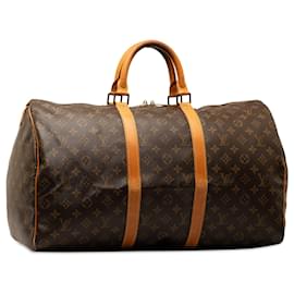 Louis Vuitton-Keepall marrón con monograma de Louis Vuitton 50 Bolsa de viaje-Castaño