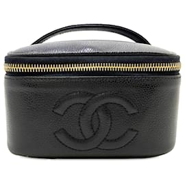 Chanel-Schwarzer Kosmetikkoffer „CC Caviar“ von Chanel-Schwarz