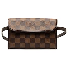 Louis Vuitton-Brown Louis Vuitton Damier Ebene Pochette Florentine Belt Bag-Brown