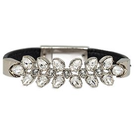 Pulseira Prada Strass Saffiano Preta Preto