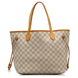 Louis Vuitton-Sac cabas beige Louis Vuitton Damier Azur Neverfull MM-Beige