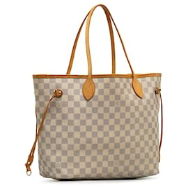 Louis Vuitton-Sac cabas beige Louis Vuitton Damier Azur Neverfull MM-Beige