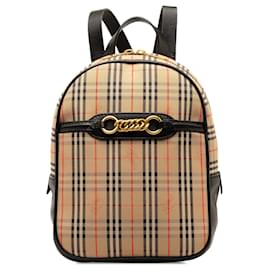 Burberry-Tan Burberry Haymarket Check Knight Link 1983 Backpack-Camel