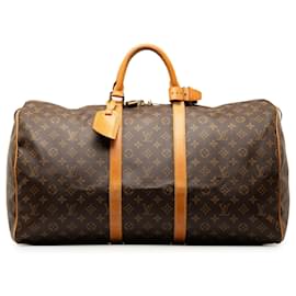 Louis Vuitton-Keepall marrón con monograma de Louis Vuitton 55 Bolsa de viaje-Castaño