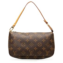 Louis Vuitton-Brown Louis Vuitton Monogram Pochette Accessoires Shoulder Bag-Brown