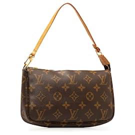 Louis Vuitton-Brown Louis Vuitton Monogram Pochette Accessoires Shoulder Bag-Brown