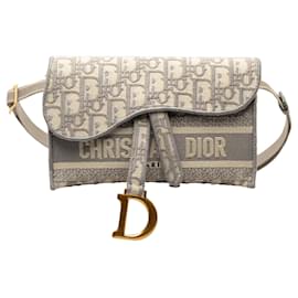 Dior-Gray Dior Oblique Saddle Slim Belt Pouch-Other