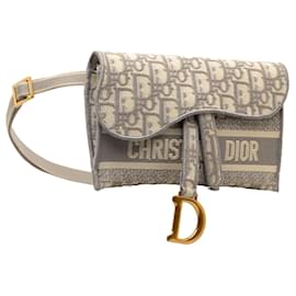 Dior-Gray Dior Oblique Saddle Slim Belt Pouch-Other