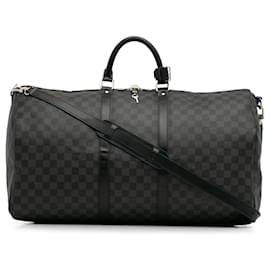 Louis Vuitton-Black Louis Vuitton Damier Graphite Keepall Bandouliere 55 Travel bag-Black