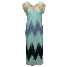 Défilé M Missoni bleu sarcelle et multicolore 2019 Robe Maxi Taille IT 40 Bleu