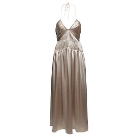 Vestido Bege Jonathan Simkhai Cetim Halter Tamanho EUA 0 Bege