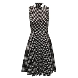 Akris-Black & White Akris Polka Dot A-Line Dress Size US 4-Black