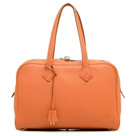 Hermès-Orange Hermès Clemence Victoria II 35 Shoulder Bag-Orange