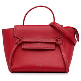 Céline-Bolso satchel mini con cinturón Celine rojo-Roja