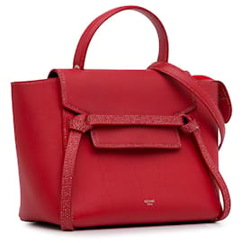 Céline-Bolso satchel mini con cinturón Celine rojo-Roja