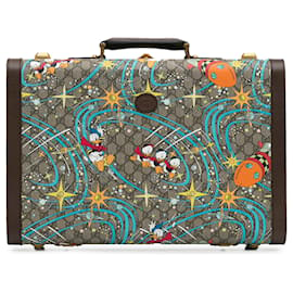 Gucci-Brown Gucci x Disney Medium GG Supreme Donald Duck Savoy Suitcase Travel Bag-Brown