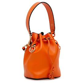 Fendi-Orange Fendi Mini Leather Mon Tresor Bucket Bag-Orange