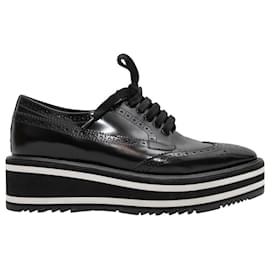 Prada-Zapatos brogue con plataforma Prada en blanco y negro Talla 38-Negro