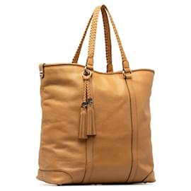 Gucci-Tan Gucci Large Leather Marrakech Tote-Camel