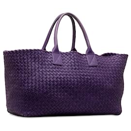 Bottega Veneta-Purple Bottega Veneta Large Intrecciato Cabat Tote Bag-Purple